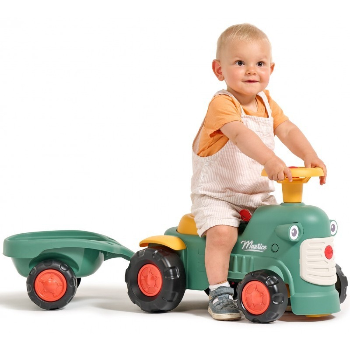 FALK Baby Maurice zaļš retro traktors ar piekabi