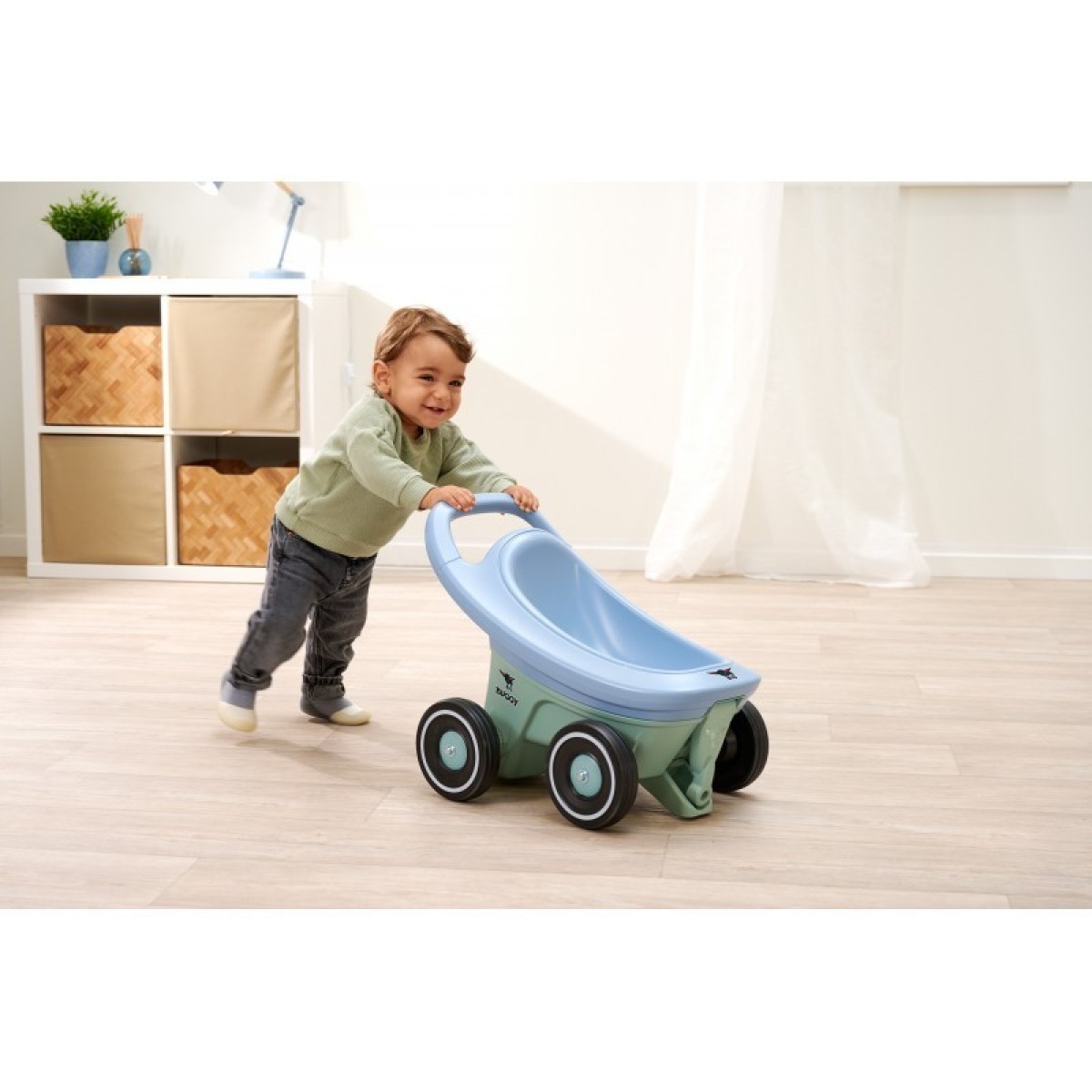 BIG Buggy 3-in-1 stumjamais staigulis, leļļu ratiņi un Bobby Car piekabe