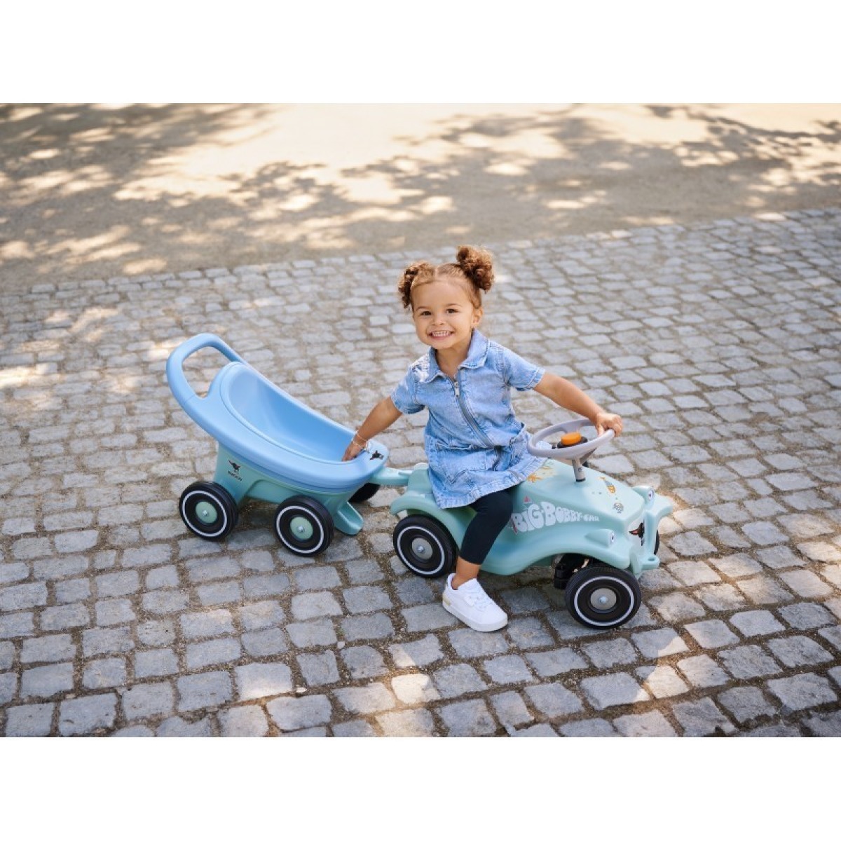 BIG Buggy 3-in-1 stumjamais staigulis, leļļu ratiņi un Bobby Car piekabe