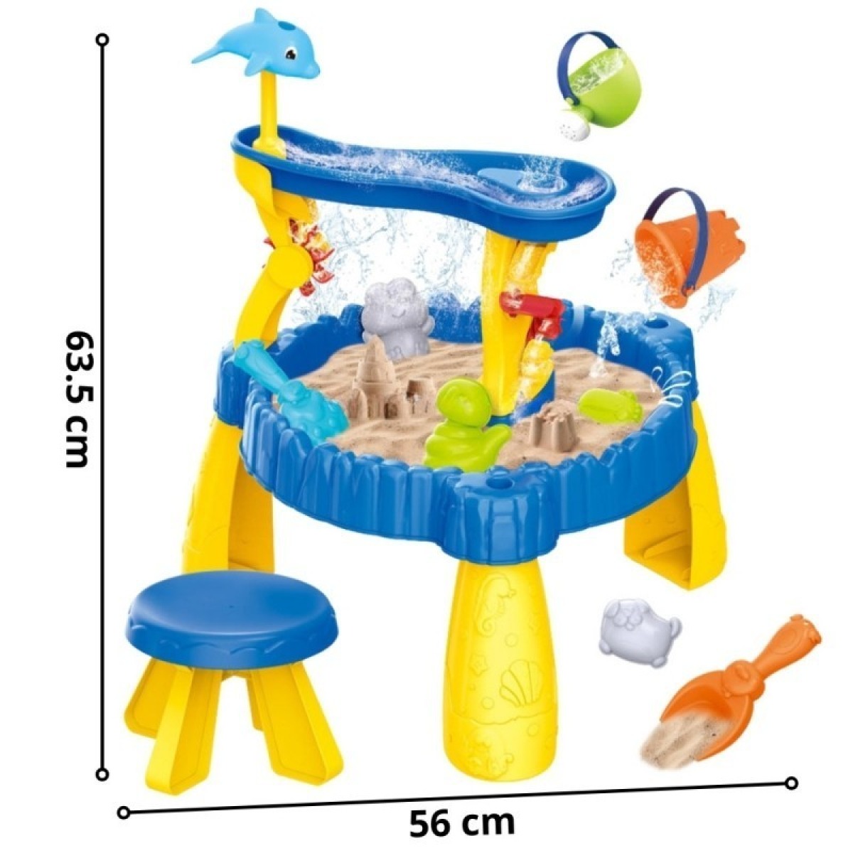 XL ūdens un smilšu galds ar krēslu 2 in 1 Dolphin Sandbox 12 daļas