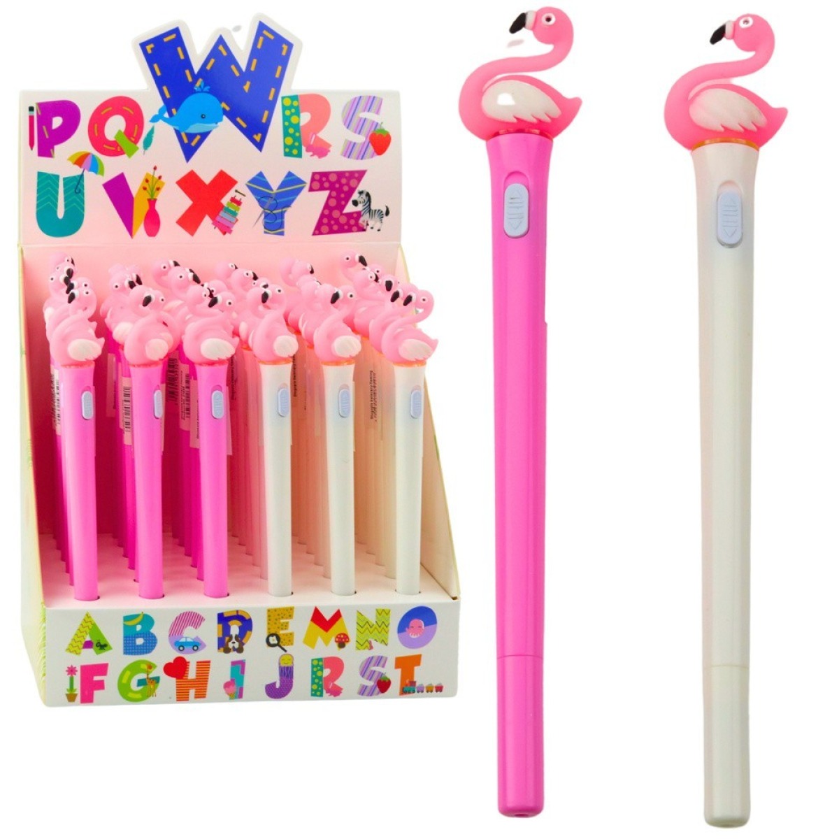 Flamingo lodīšu pildspalva Glow Pink ar zilu tinti, 0.7 mm