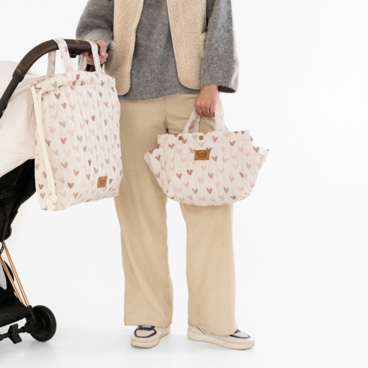 Mugursoma ratiņiem no neilona HEARTBEAT BEIGE