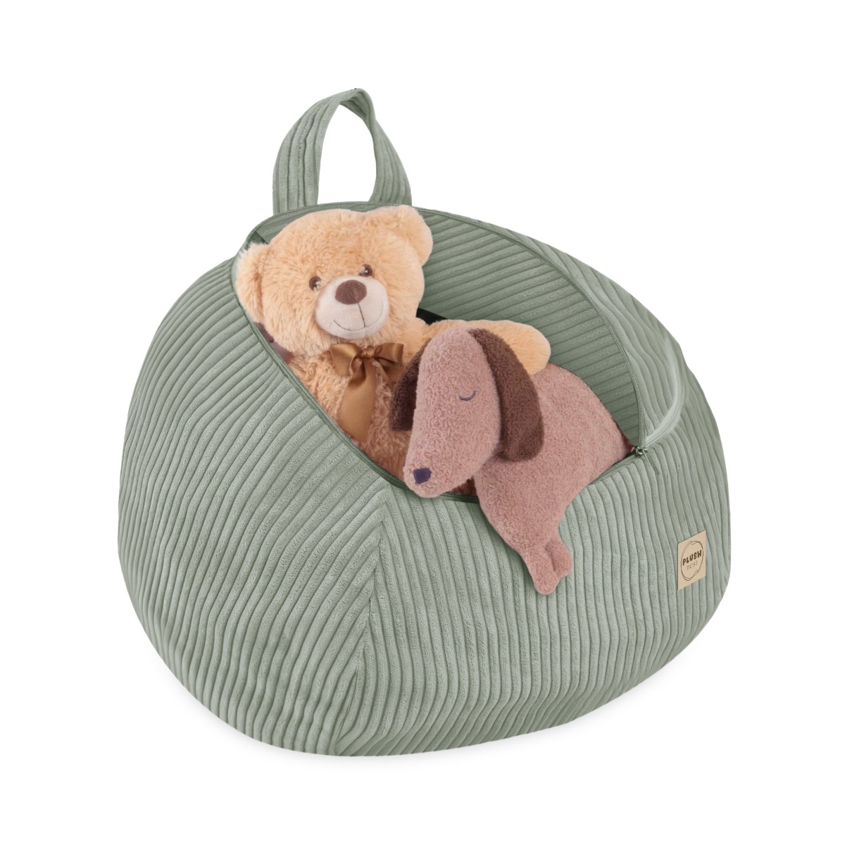 Hoiukott mänguasjadele lastepuhv, roheline, premium velvet, 