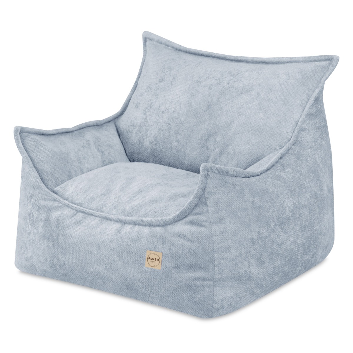 PLUSH NEST ROYA bērnu krēsls — zils, no augstākās kvalitātes šenila
