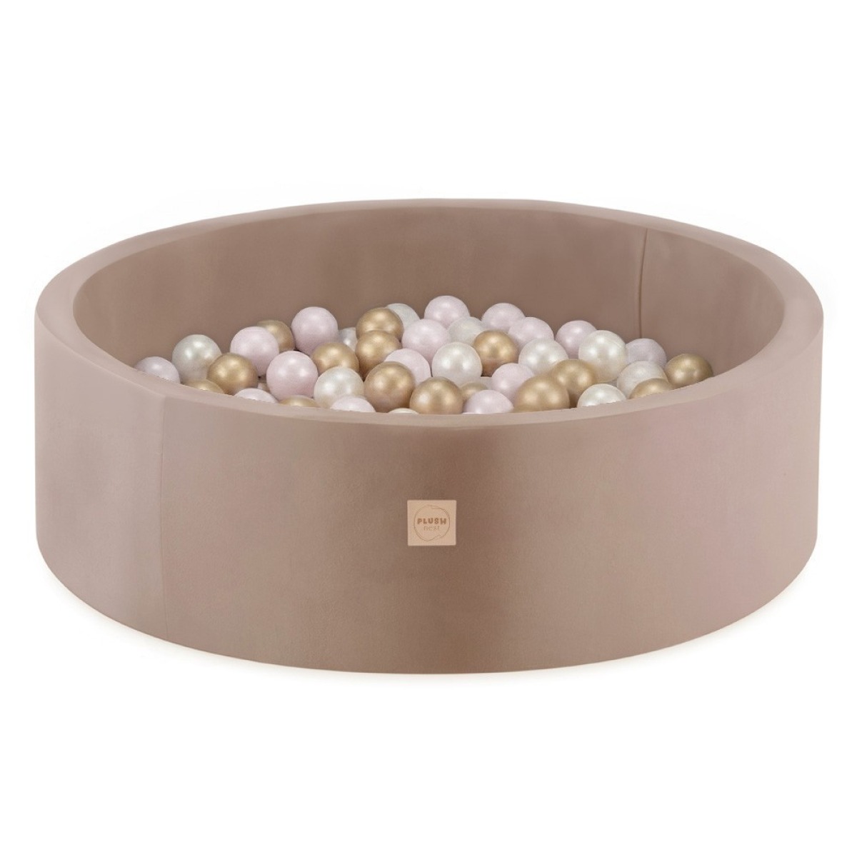 Apaļš velūra bumbiņu baseins 90x30 cm ar 200 bumbiņām — bēšs, rozā