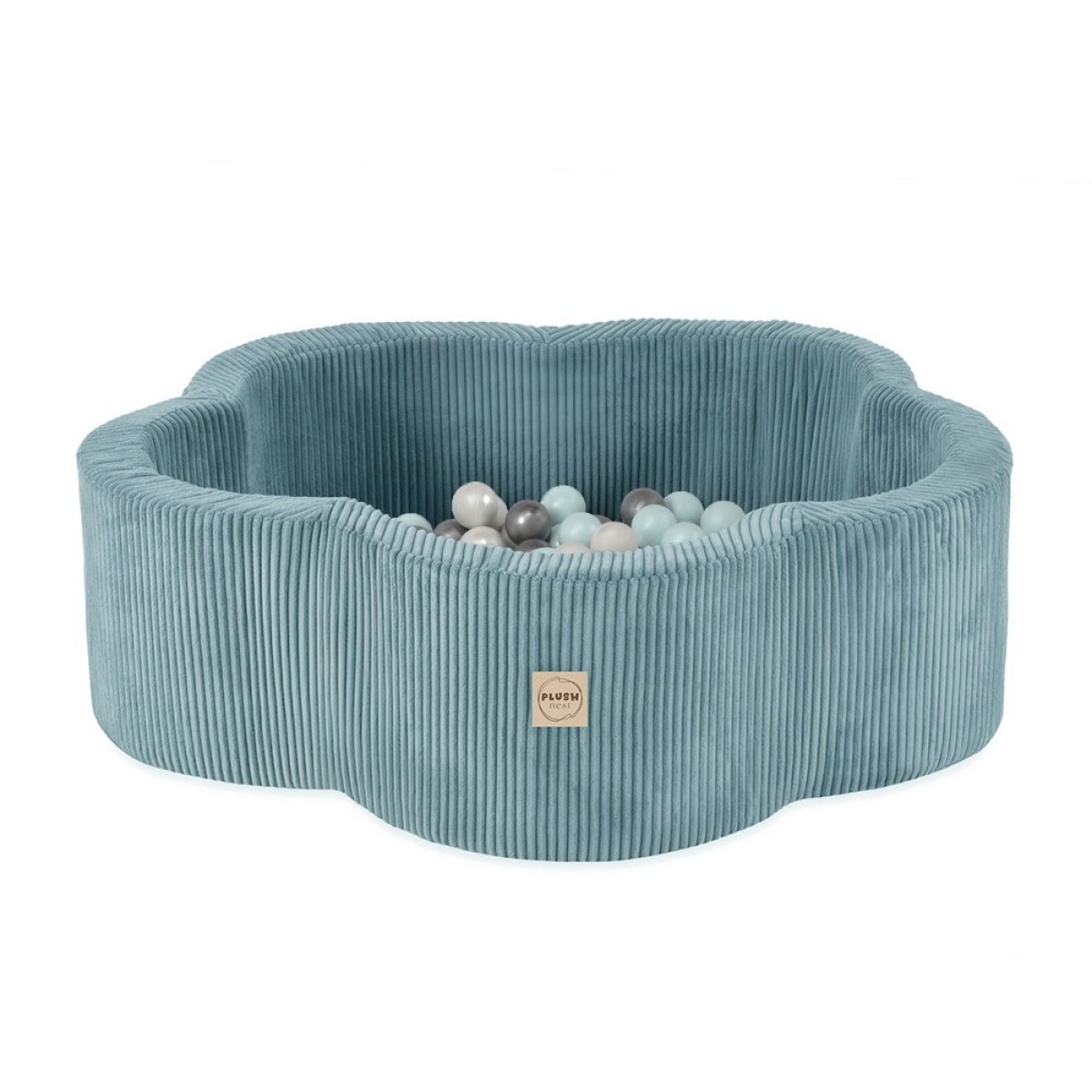 Zieda formas samta bumbu baseins 95x30 cm + 200 bumbiņas – zils