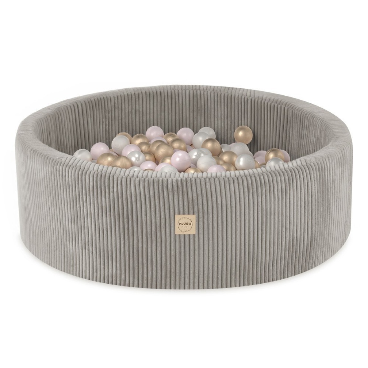 Apaļš samta bumbu baseins 90x30 cm + 200 bumbiņas – bēšs