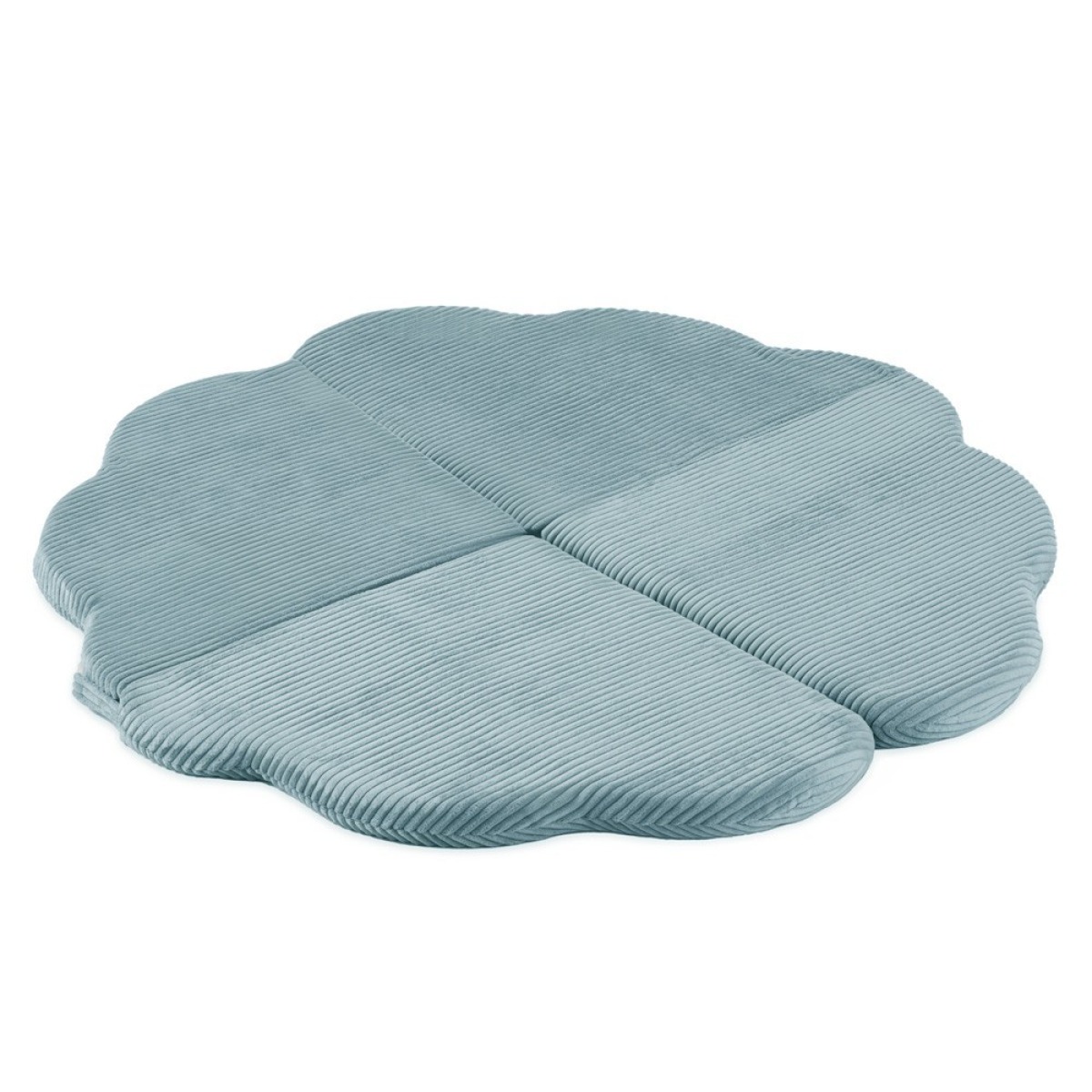 PLUSH NEST Fluffy Flower zieda formas rotaļu paklājs, 115 cm, zils samts