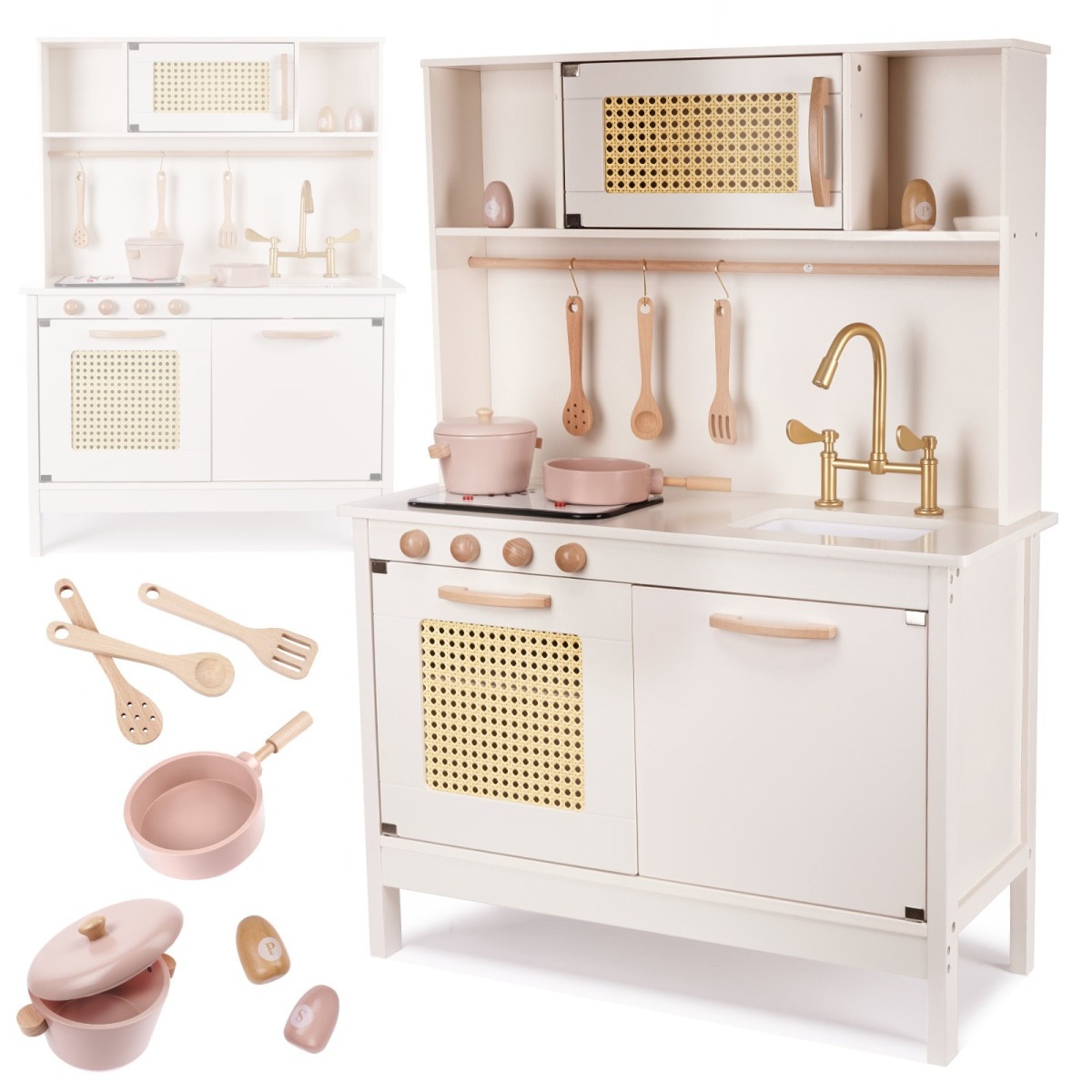 Bērnu retro MDF koka köök BOHO aksessuaaridega