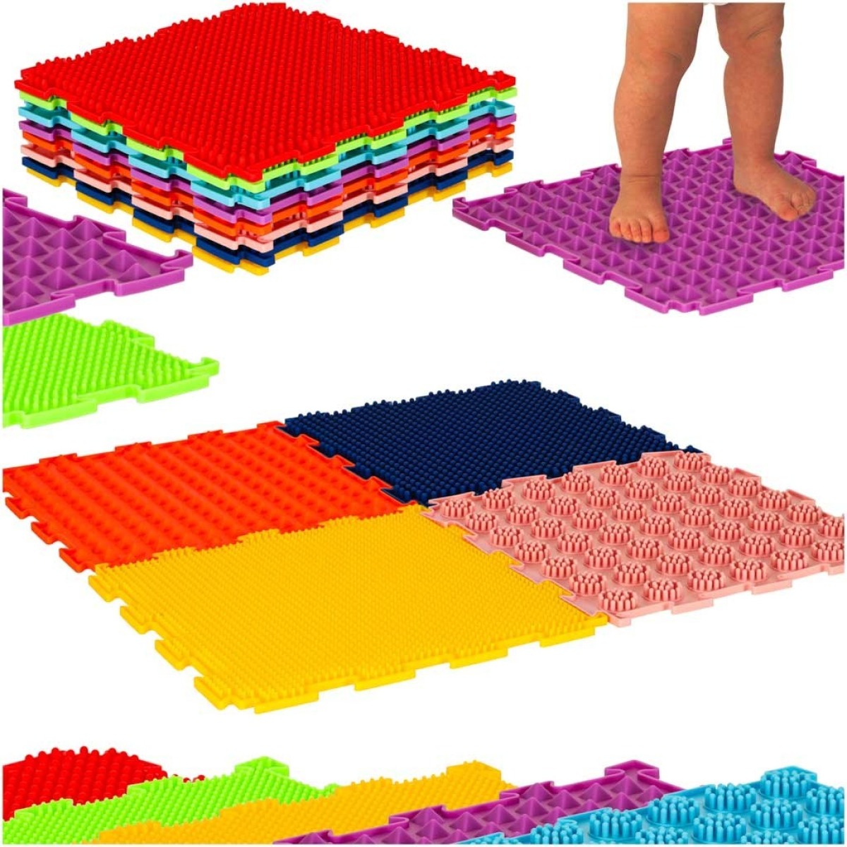 Montessori sensoorne puzzle matt jalamassaažiks 8 tükki