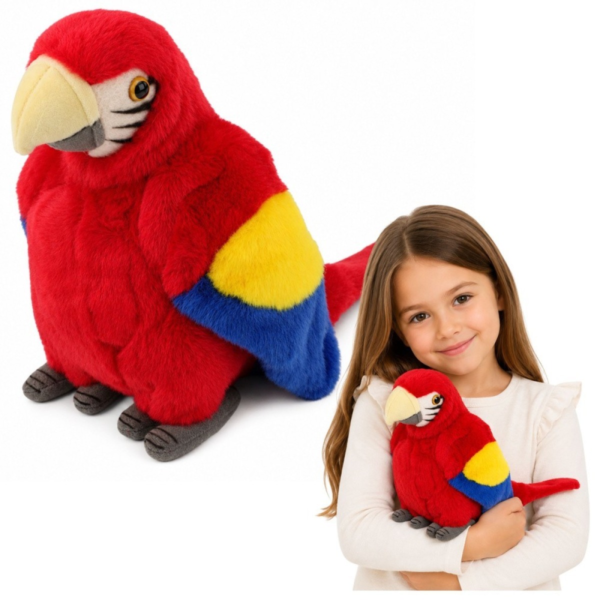 Punane ara papagoi kaisurotaļlieta 24 cm