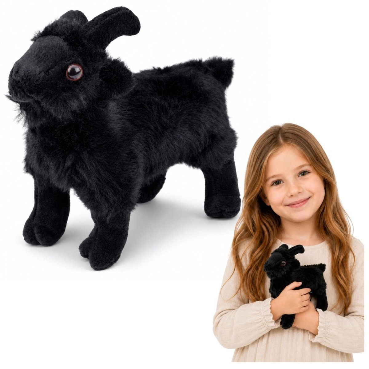 Väike must plüüsist kits bērniem, 16 cm