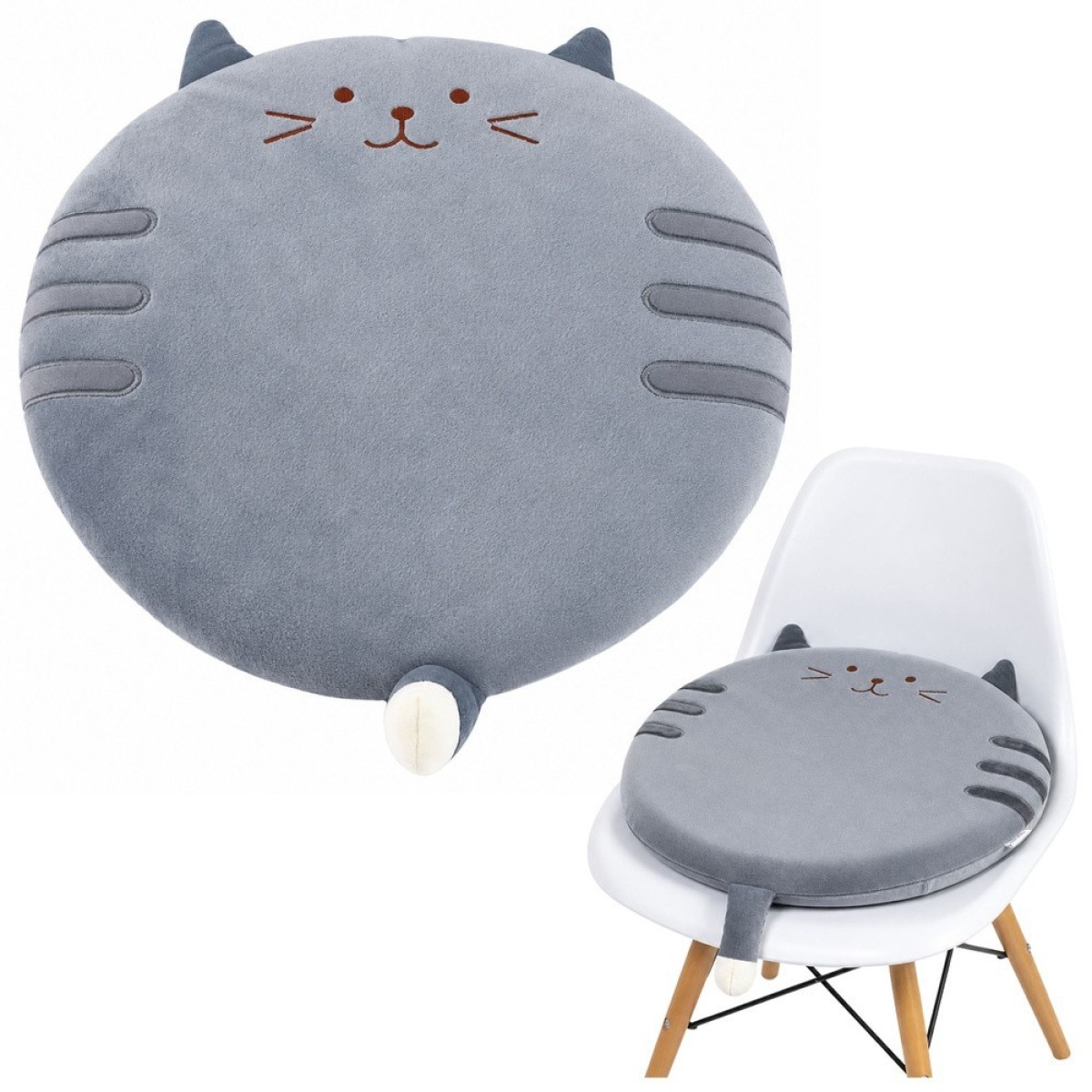 Hall kassikujuline plüüsist toolipadi, 40 cm