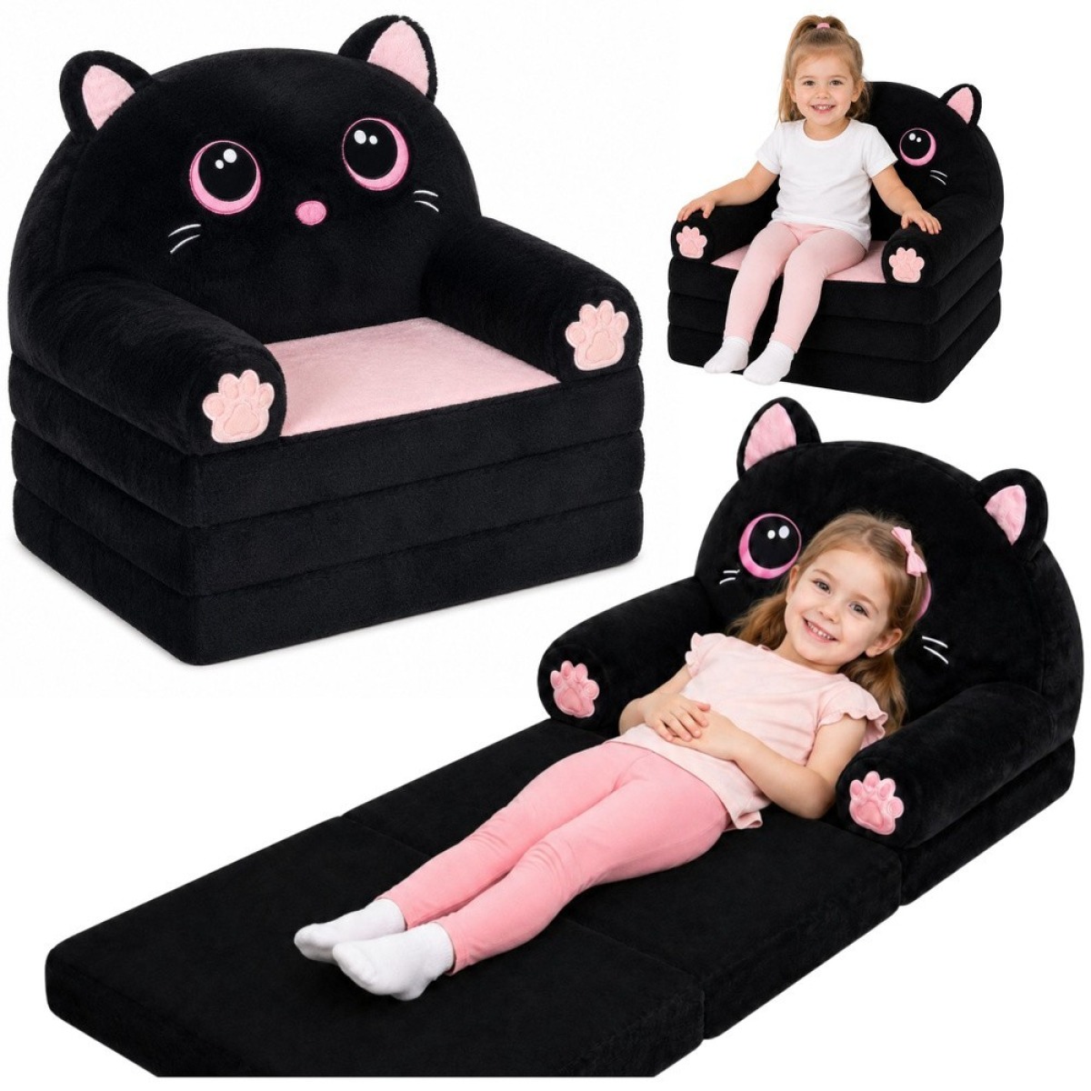 Lamav Tugitool Kitten 2 vienā bērnu mīkstais plīša krēsls M
