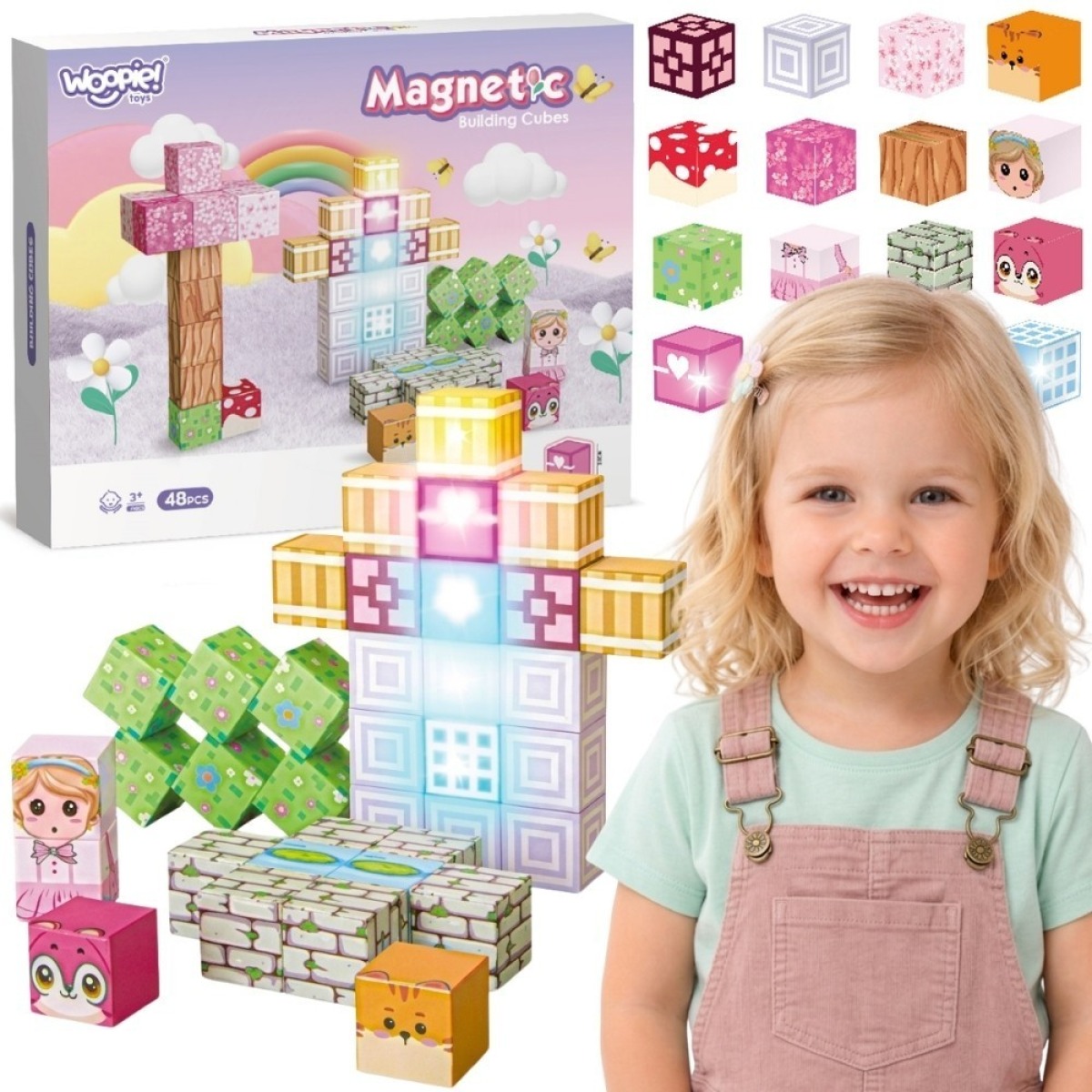 WOOPIE Montessori magnētiskie kubi, 48 gab.