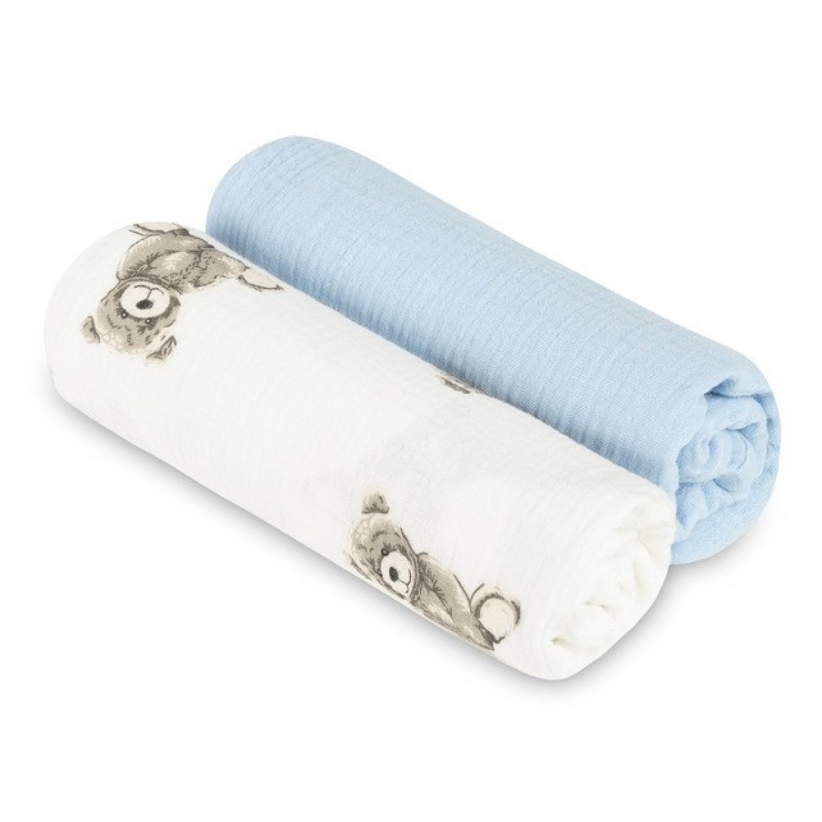 BEEBILAPID MÄHE MUSLIIN 60X75 2-PAKK TEDDY BLUE