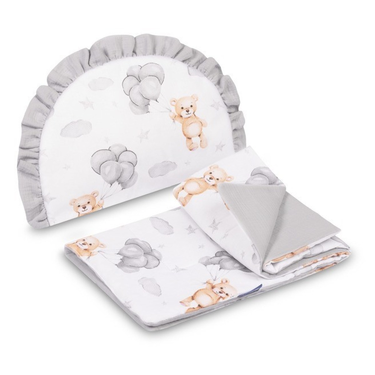 KÄRUKOMPLEKT MUSLIN TEDDY GRAY
