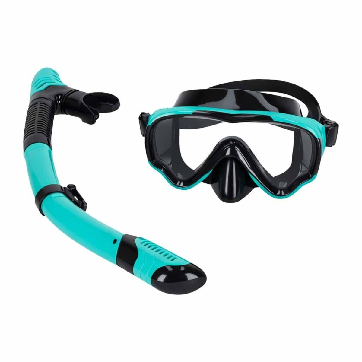 Snorkelēšanas maskas, brilles un caurules komplekts, zils un melns