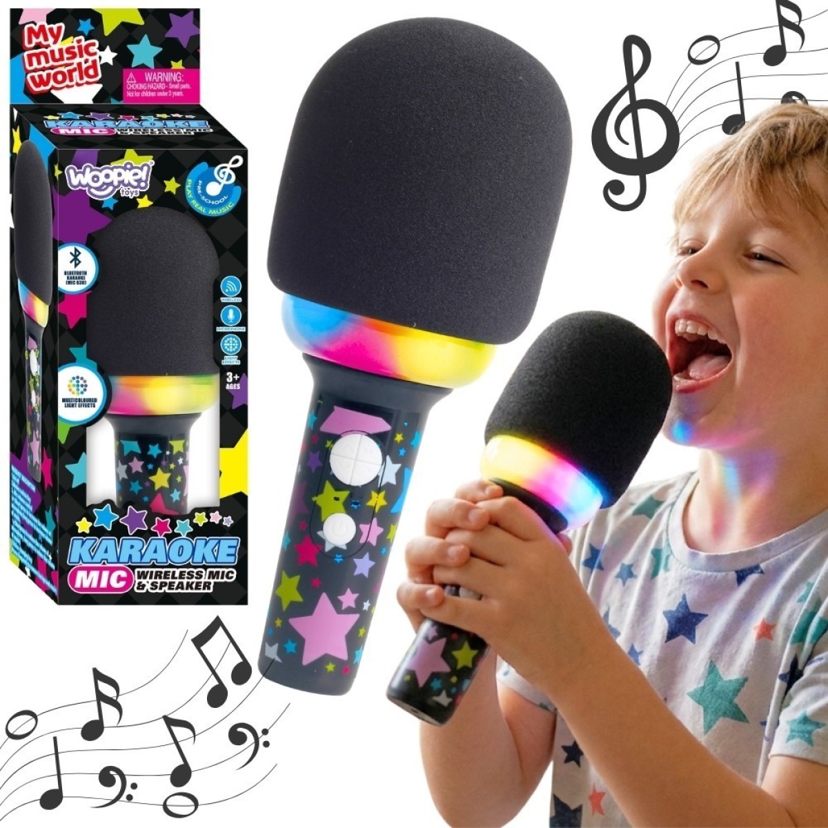 Bezvadu karaoke mikrofons ar skaļruni, melns, BT