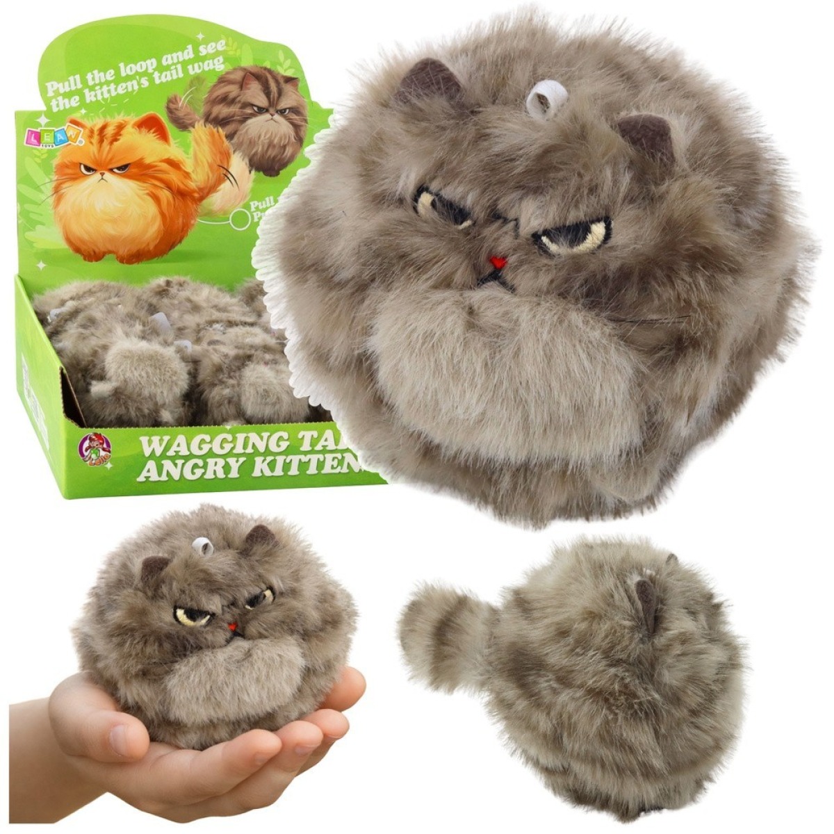 Plush Brown Kitten koos Wiggle Tail Squeaking Sounds võtmeho