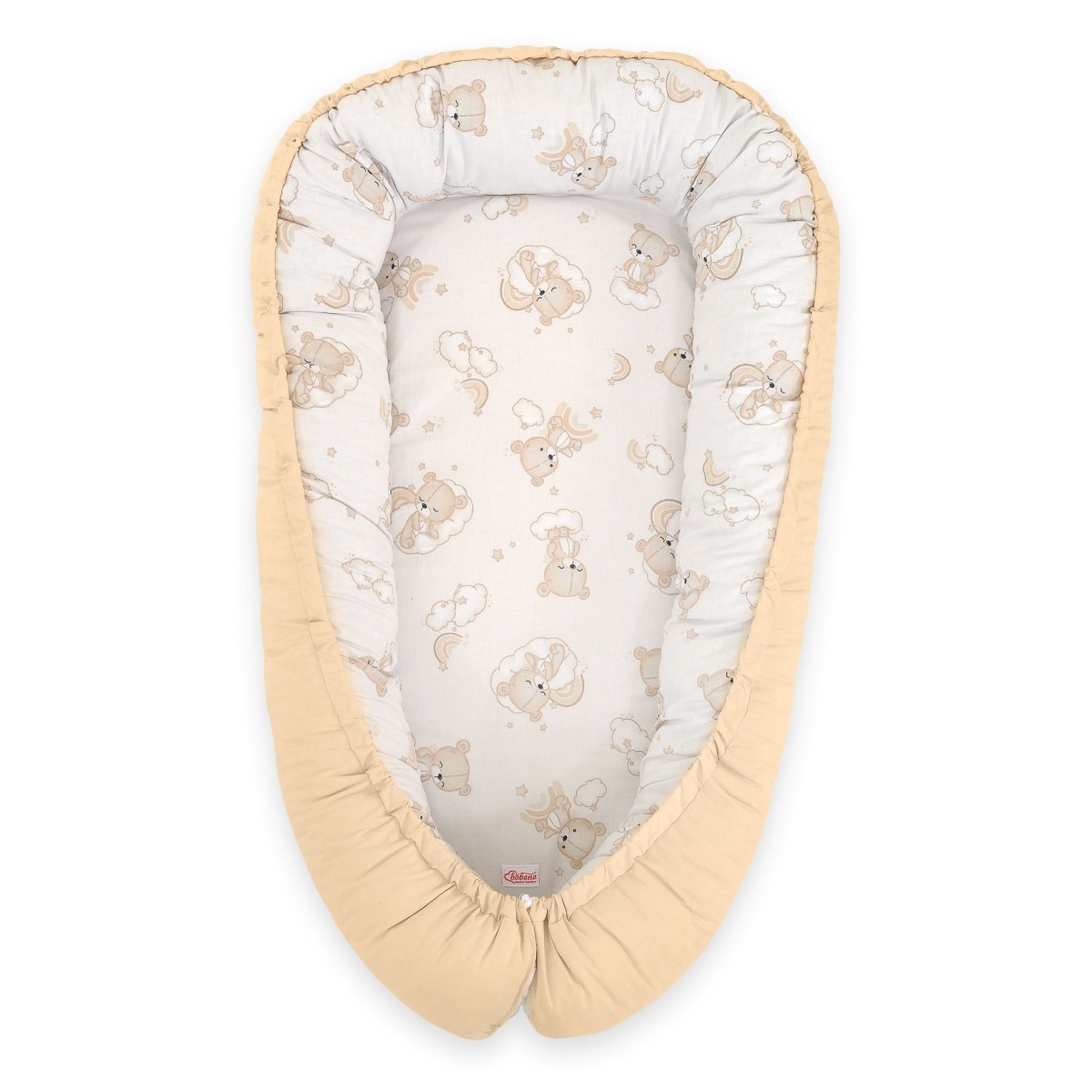 Bobono Premium divpusējā ligzdiņa mazulim – Rainbow Beige Bear / Beige