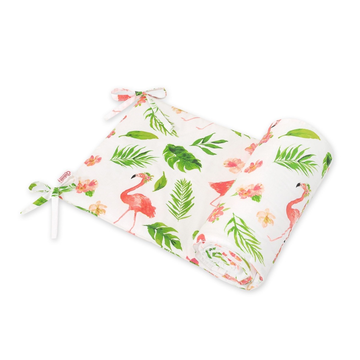 Gultiņas apmale 155 × 32 cm – koraļļu krāsas flamingi