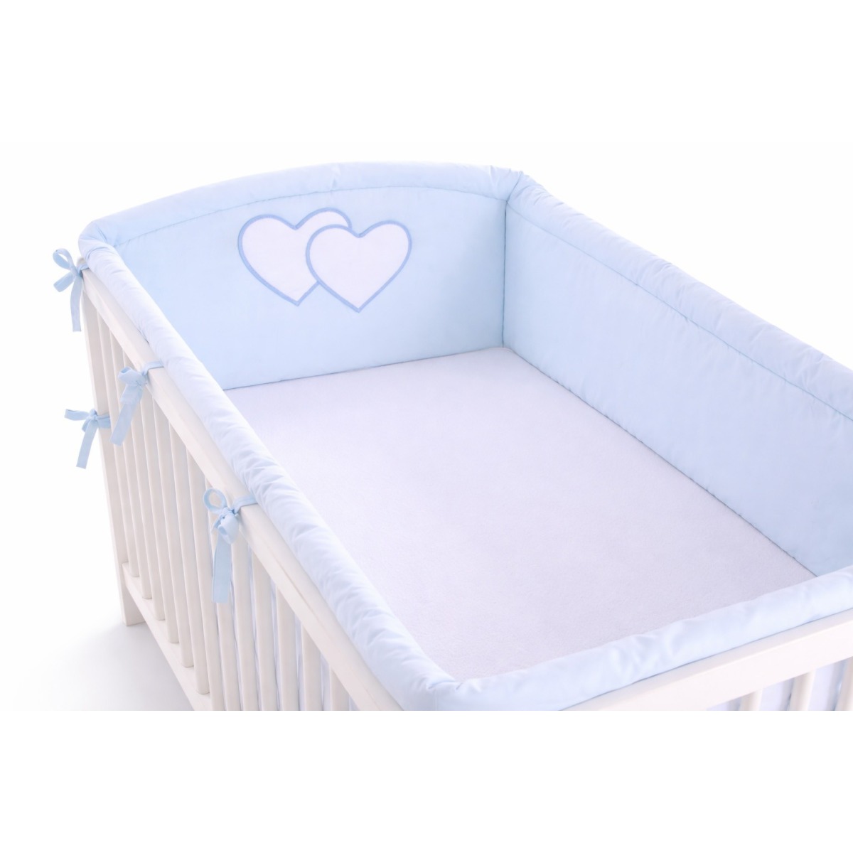 Bobono XXL gultiņas apmale – Hanging Hearts Blue