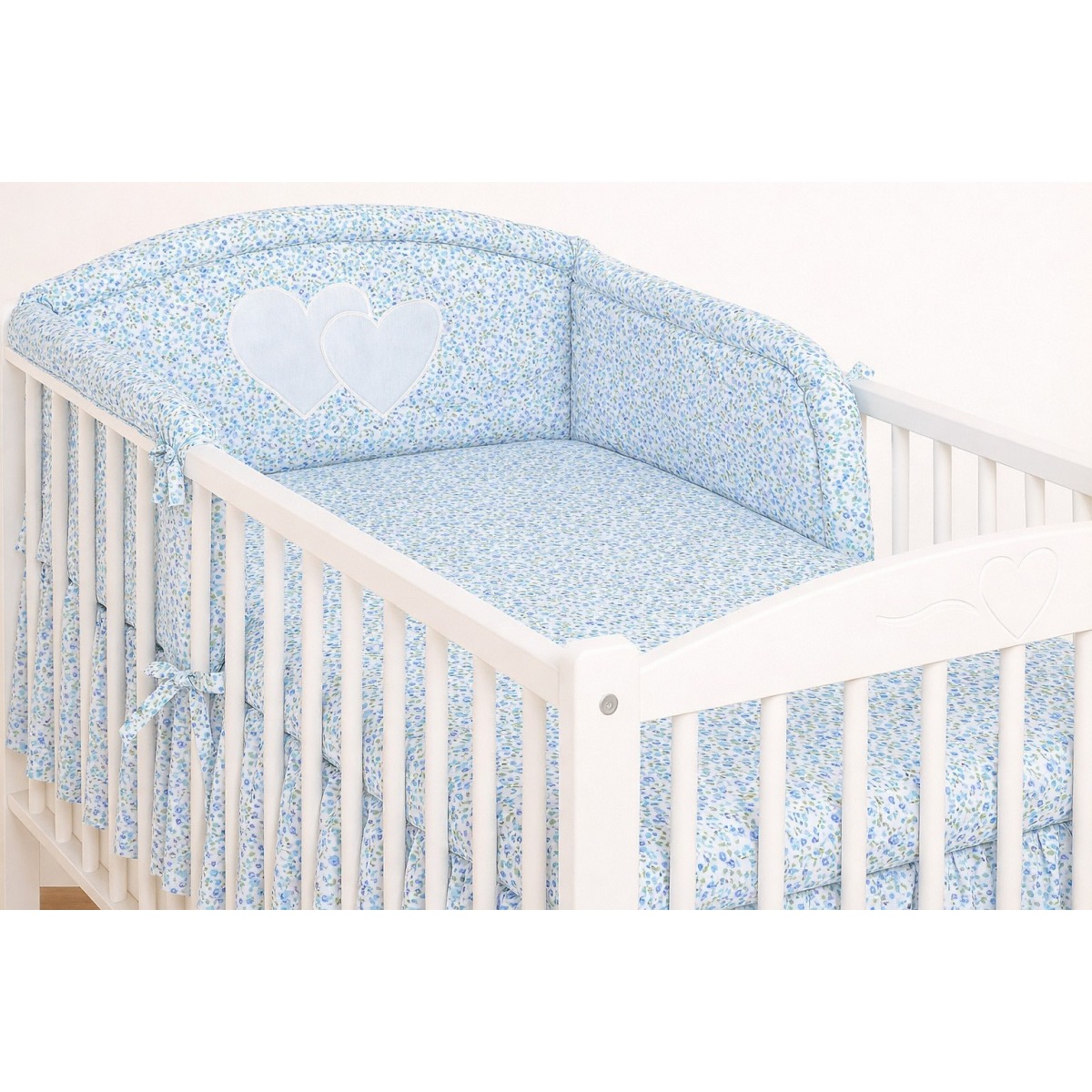 Bobono Hearts gultiņas apmale – zili ziedi, 35 x 188 cm
