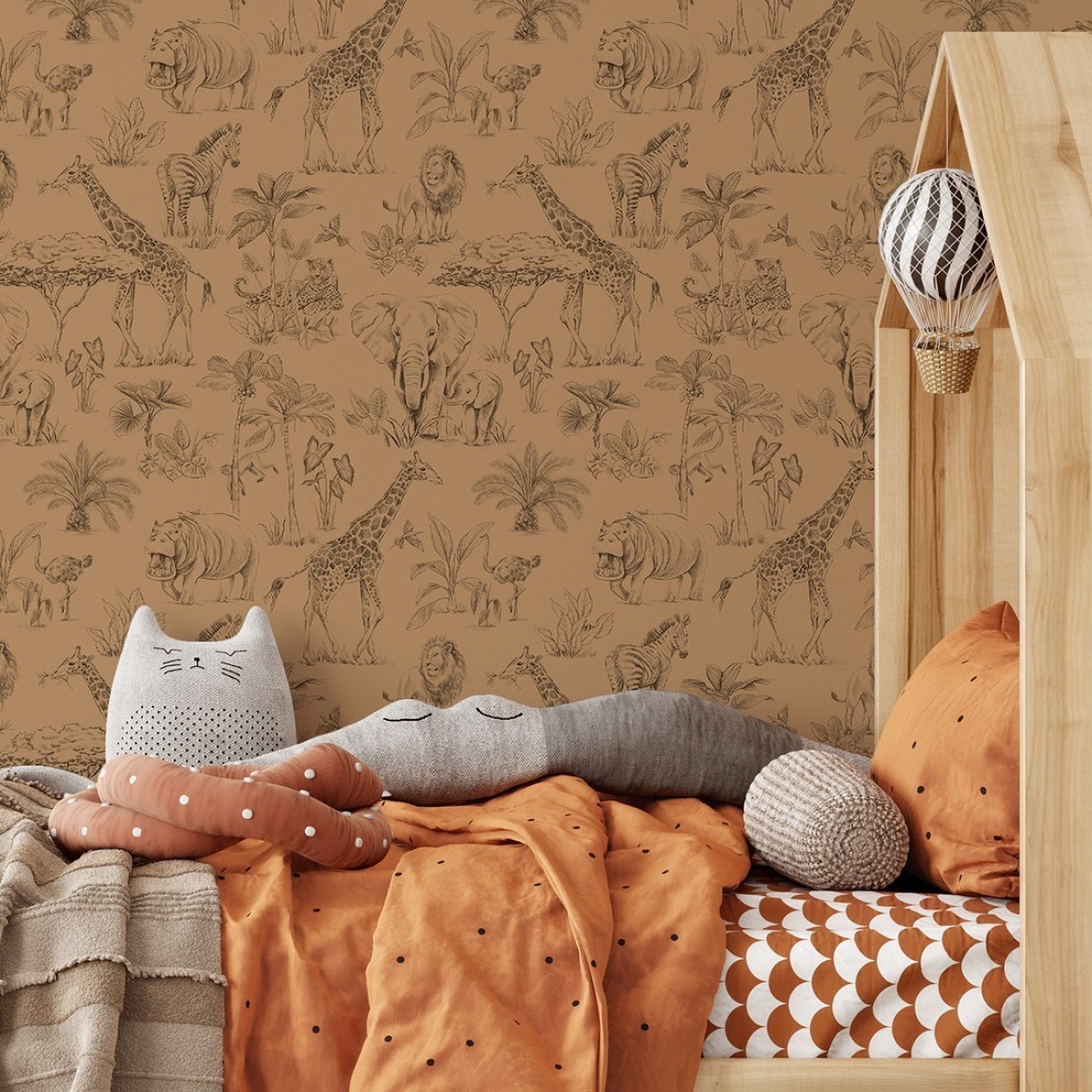 Pastelowe Love® bērnu tapetes “Safari”, tofejas tonī