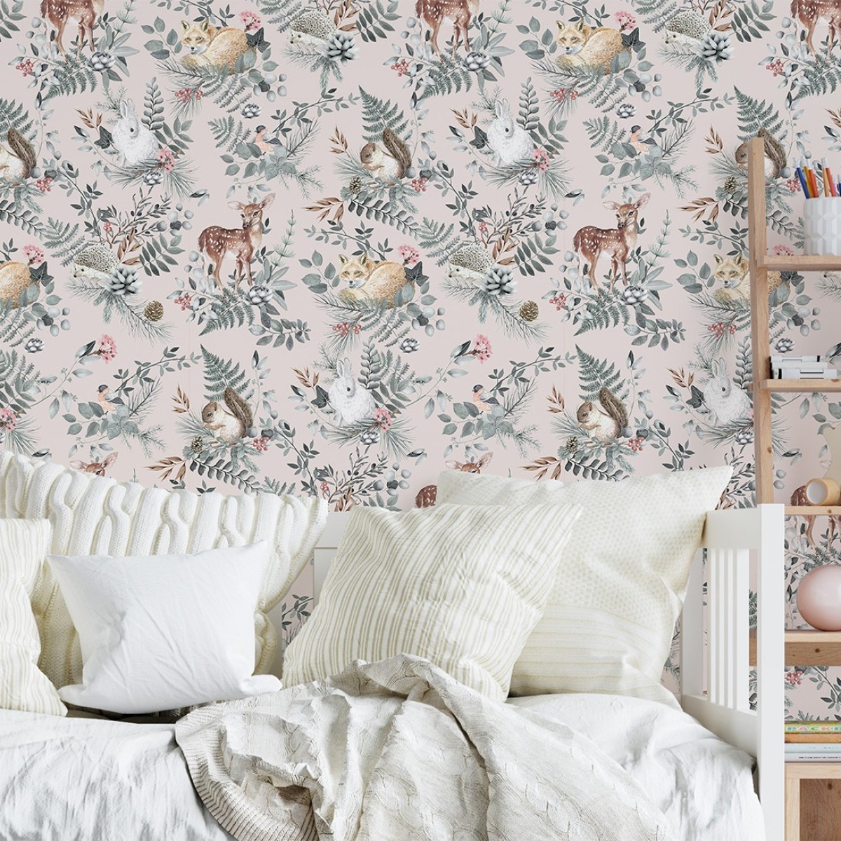 Pastelowe Love® bērnu tapetes “Woodland”, rozā