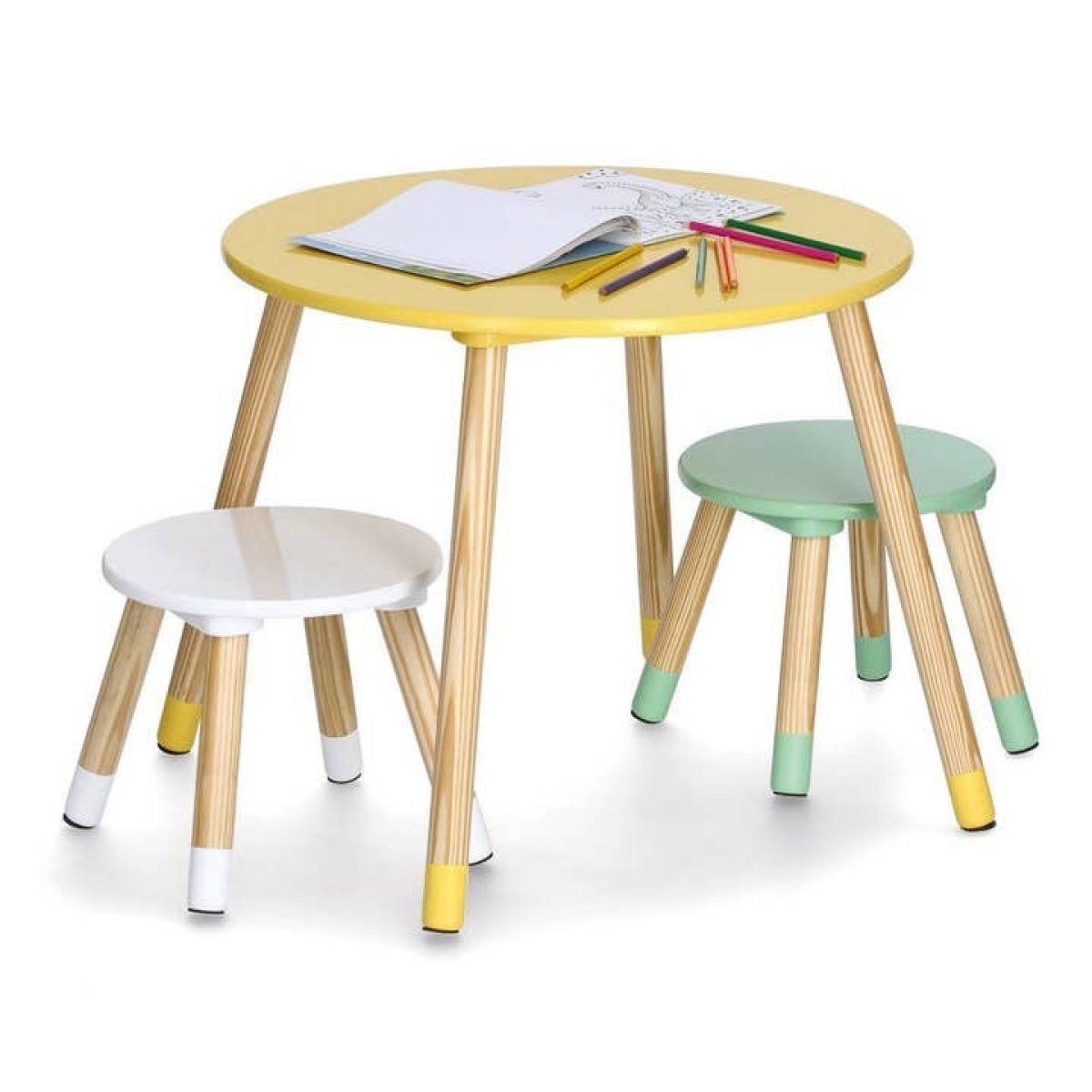 Bērnu apaļais galds un 2 krēsli, MDF un priede | MIU Kids