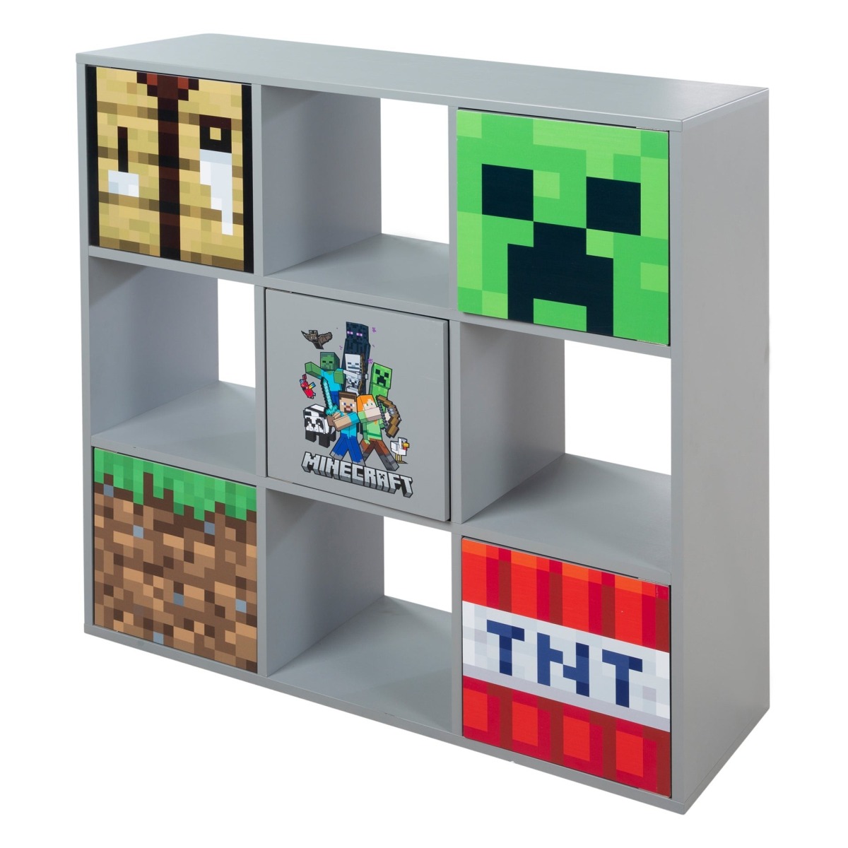 Minecraft plaukts bērnistabai, 9 nodalījumi, pelēks | MIU Kids