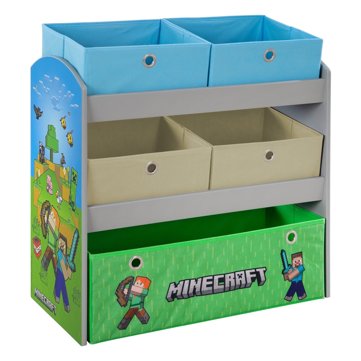 Minecraft rotaļlietu plaukts ar auduma kastēm | MIU Kids