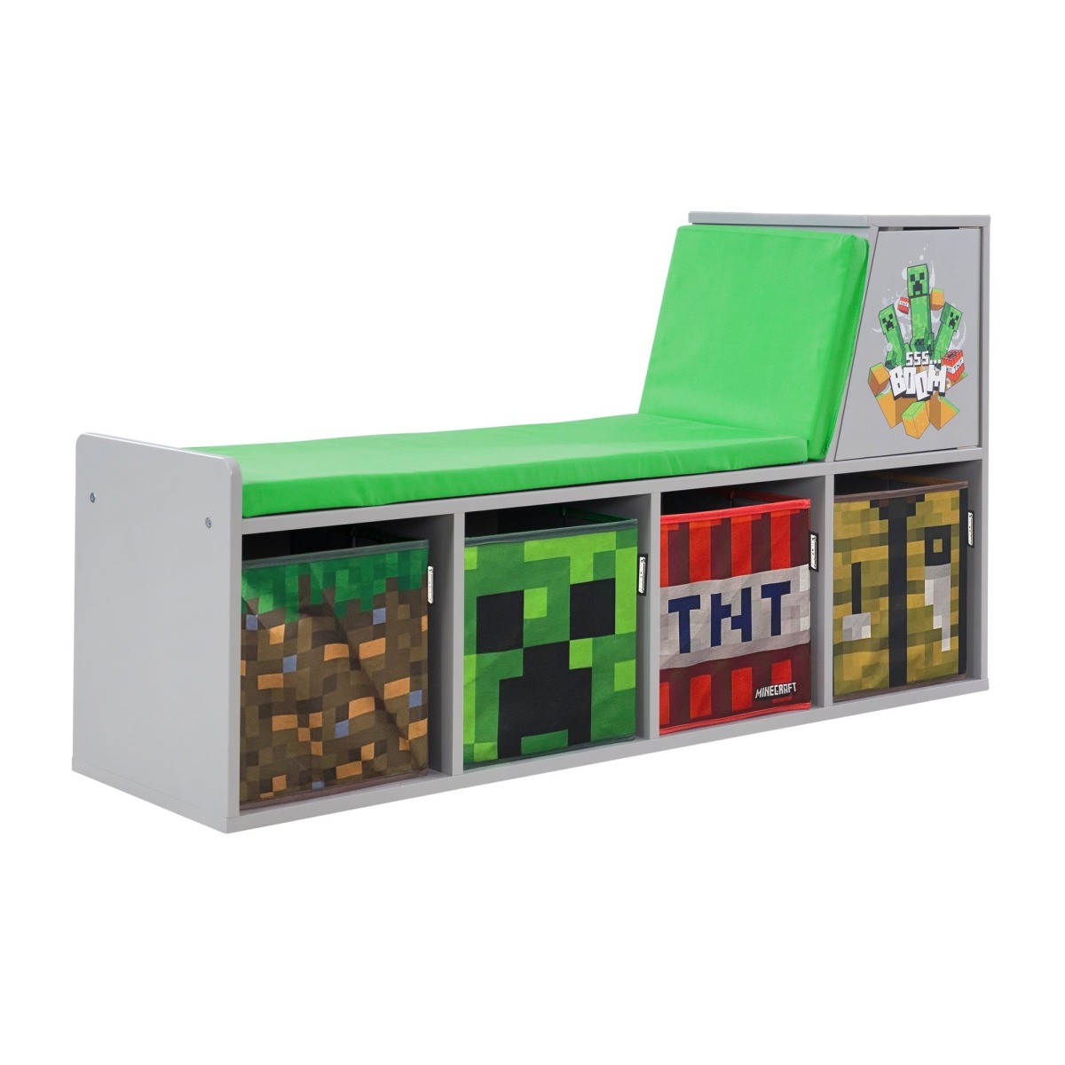 Minecraft bērnu lasīšanas sols ar uzglabāšanas kastēm, pelēks | MIU Kids