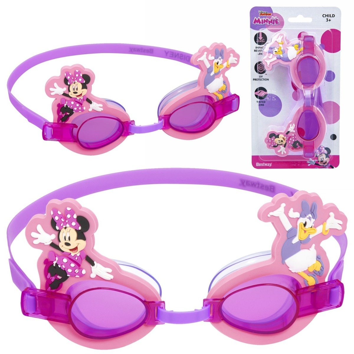 Bērnu peldbrilles Minnie, rozā, UV izturīgas