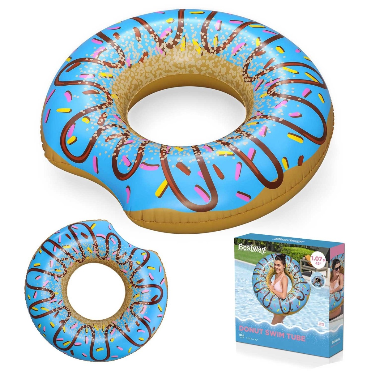 Piepūšams peldriņķis „Donut”, zils, 107 cm, Bestway