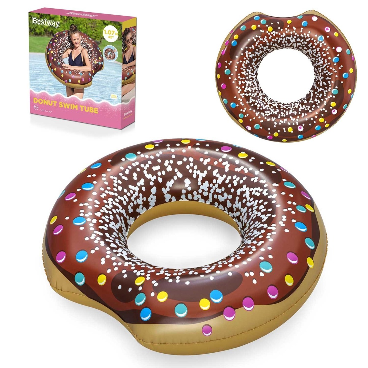Bestway Donut brūns piepūšamais peldriņķis, 107 cm