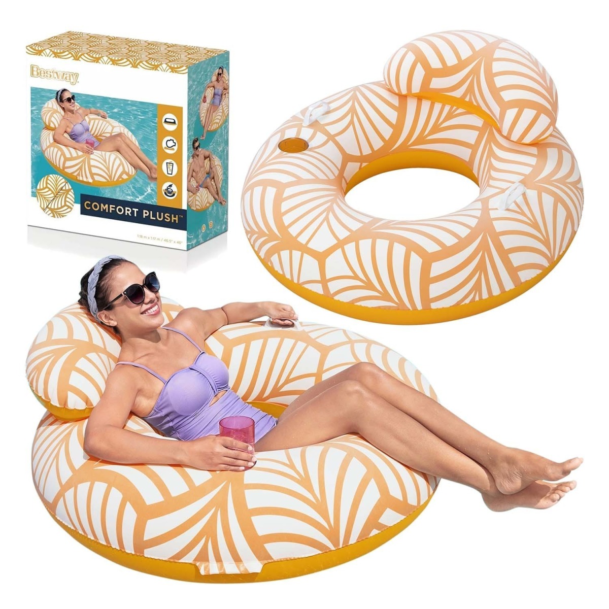 Bestway 43643 peldriņķis ar atzveltni, 117 cm, PVC