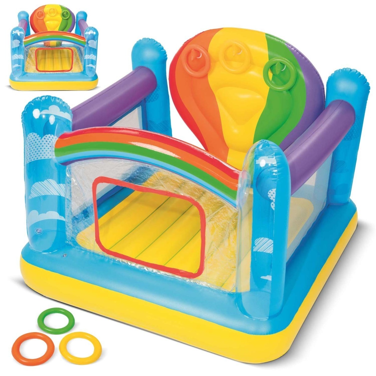 Bestway Jumpin' Balloon Bouncer piepūšamais batuts, varavīksnes formā