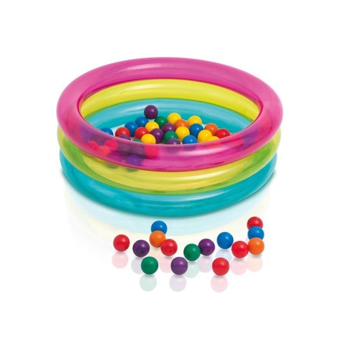 Piepūšams rotaļu baseins ar bumbiņām, INTEX, 86 x 25 cm, rozā/kol