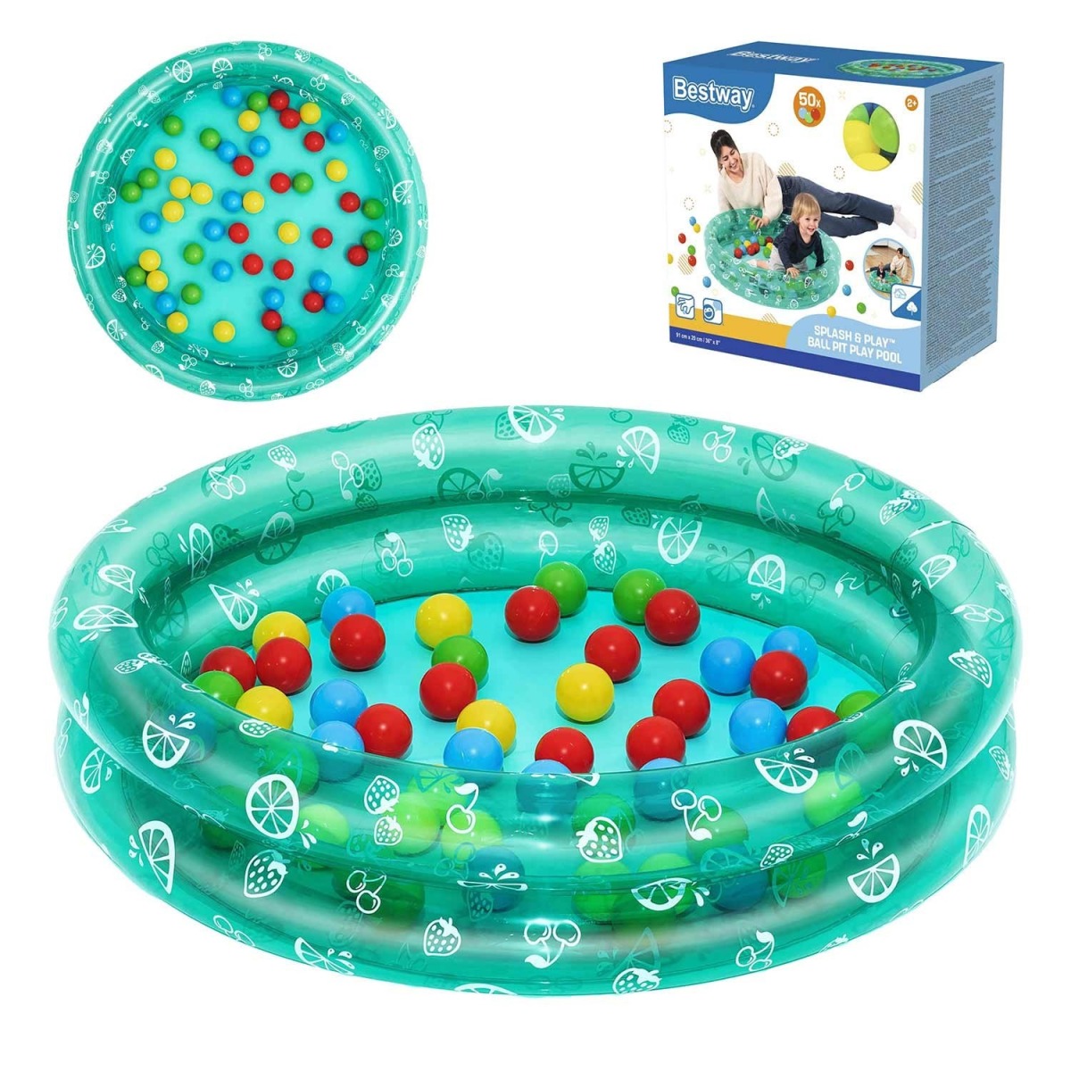 Piepūšams bērnu baseins ar bumbiņām, Bestway, 91 x 20 cm, roo