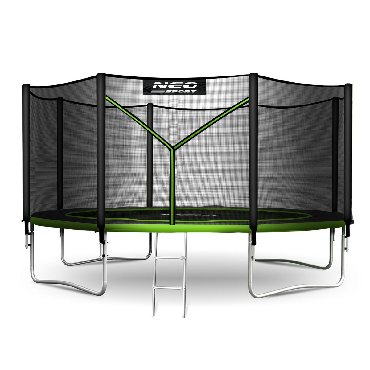 Neo-Sport apaļais batuts 404 cm ar ārējo tīklu un kāpnēm,