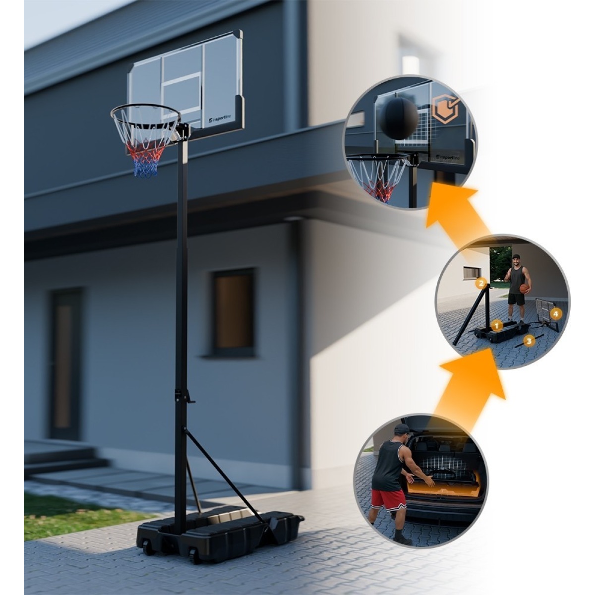 Salokāms, regulējama augstuma basketbola grozs inSPORTline Tifton