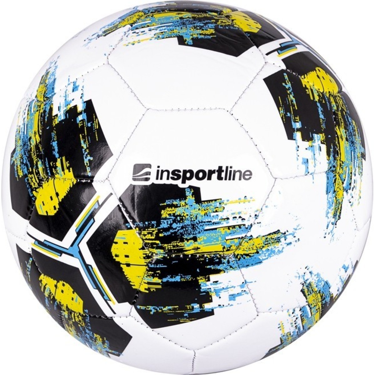 Futbola bumba inSPORTline Bafour, 4. izmērs, balta ar krāsainu apdruku