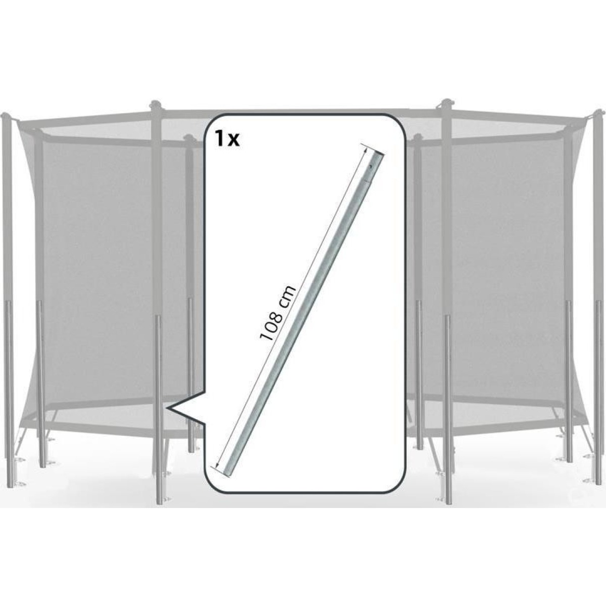 Berg Comfort apakšējās caurules drošības tīkla stienis ar atsperes fiksatoru, 108 cm