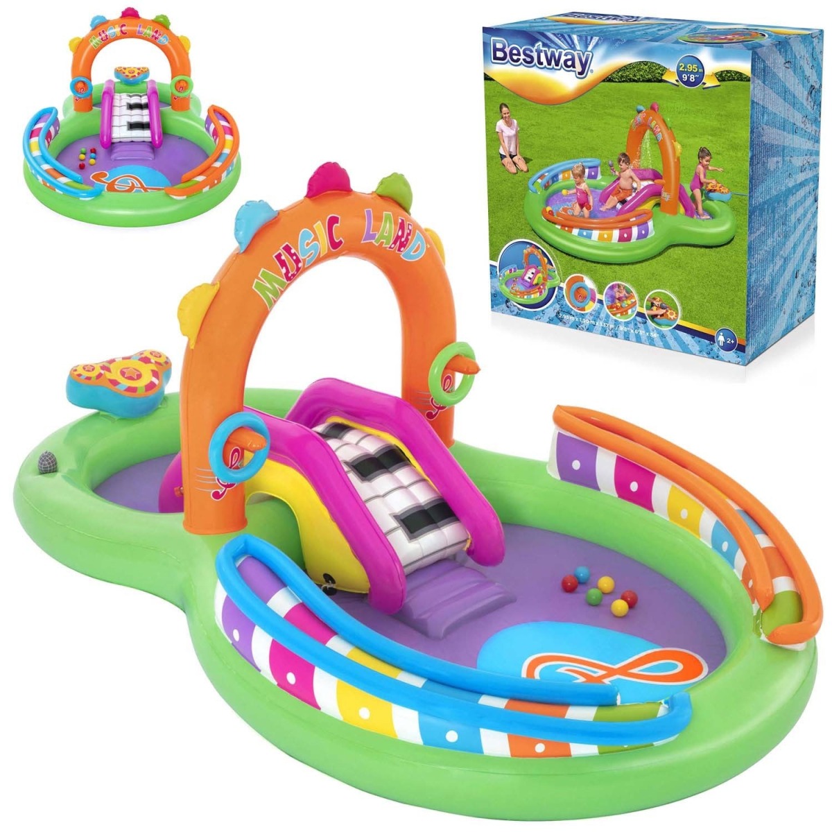SING 'N SPLASH™ piepūšamais rotaļu centrs ar bērnu baseinu 295 x 19