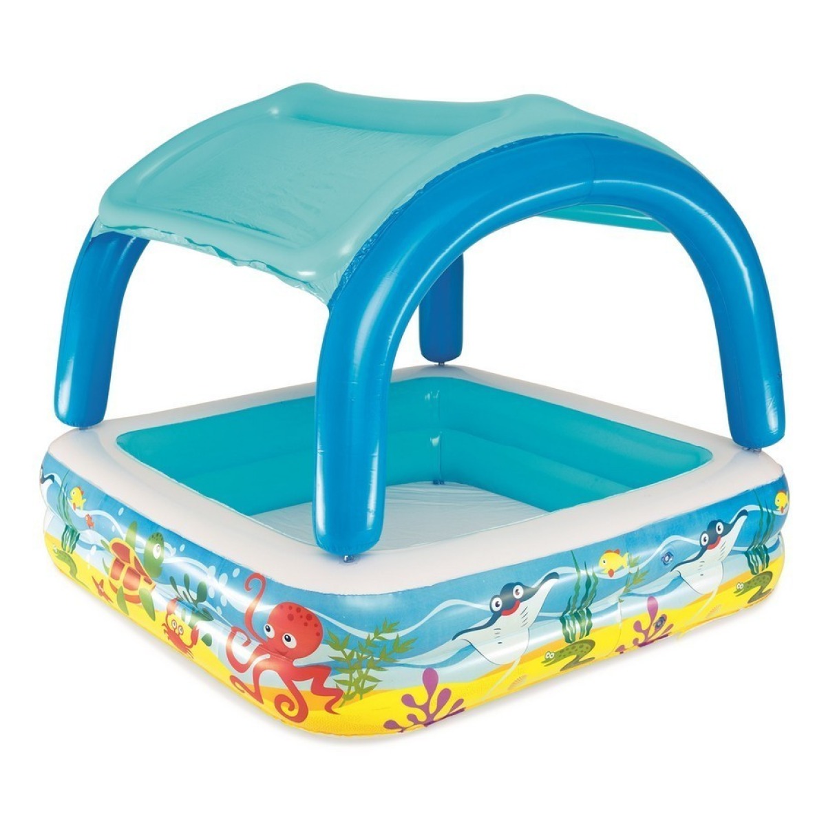 Bērnu baseins ar nojumi Bestway 52192, 140 x 140 x 114 cm, jūras tematika