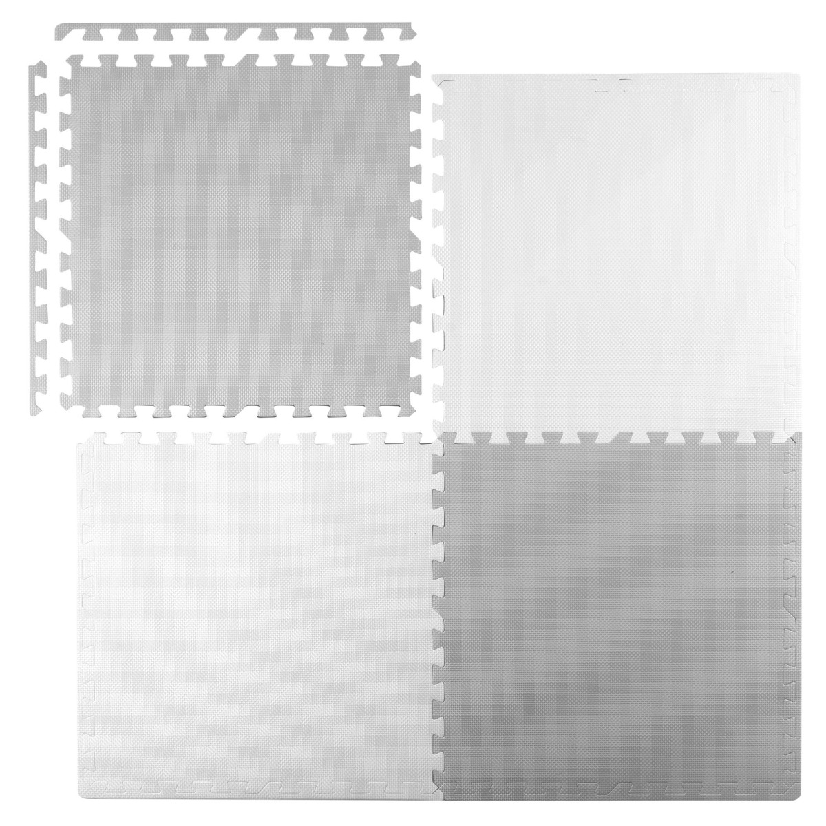 Ricokids putu puzles paklājs 120x120 cm, 4 x 60x60 cm, balts un pelēks