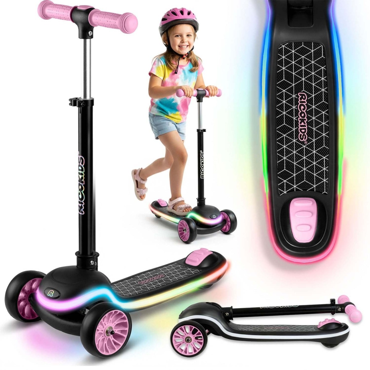 Trīsriteņu skrejritenis ar LED apgaismojumu Ricokids Leddi