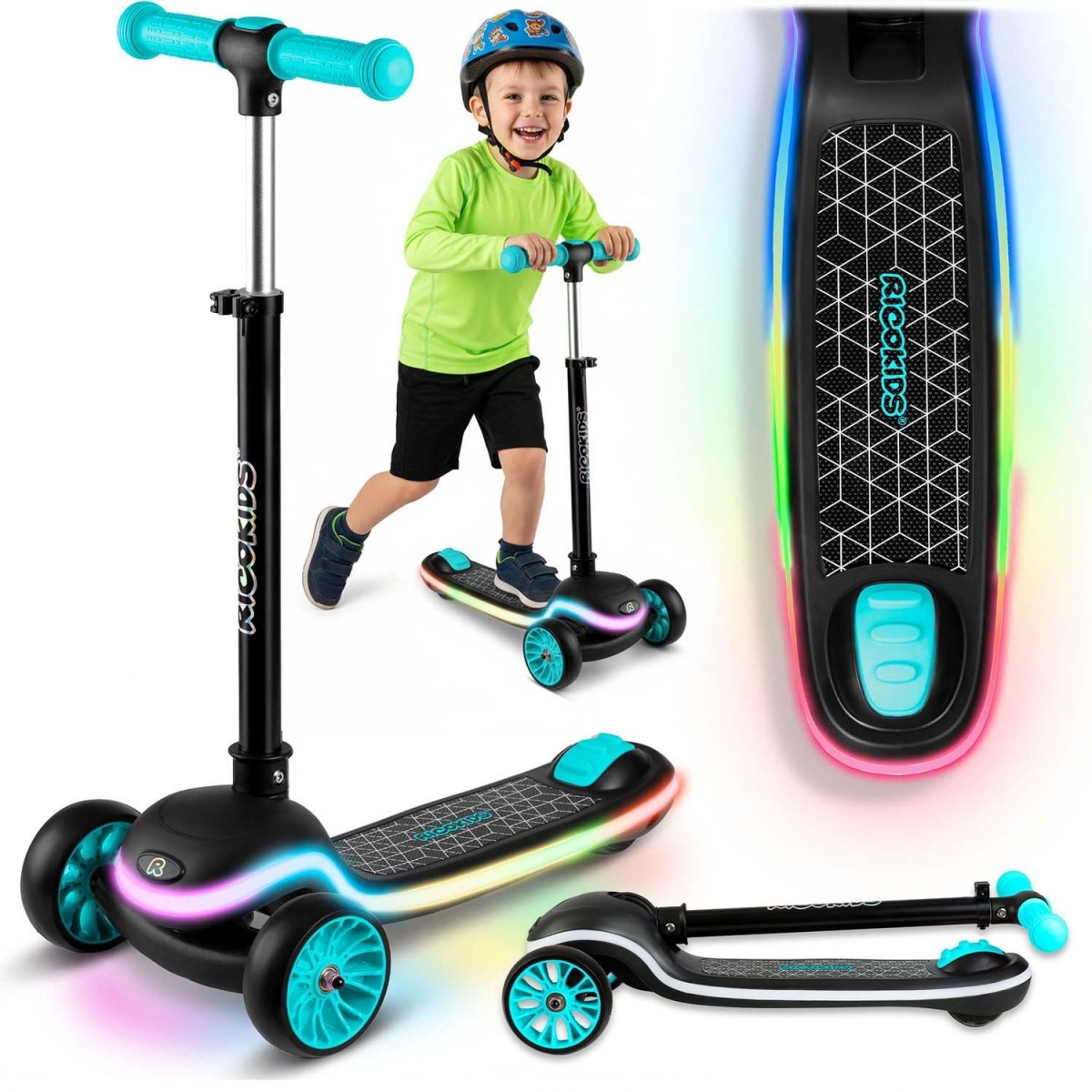 Trīsriteņu skrejritenis ar LED apgaismojumu Ricokids Leddi
